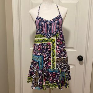 RAGA by Anthropologie Embroidered Multicolored Floral High Low Dress, Size S